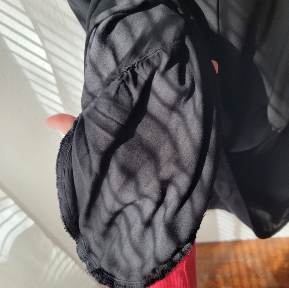 Medium Black Casual Dress Tunic Top w/ Pockets Cuffed Short Sleeves Time & Tru - Picture 8 of 10